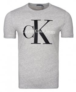 T-shirt koszulka Calvin Klein Jeans męska z okrągłym dekoldem szara