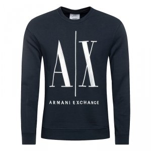 Bluza Armani Exchange męska granatowa duże logo bawełniana