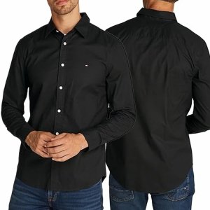 Koszula czarna Tommy Hilfiger Slim Fit męska logo