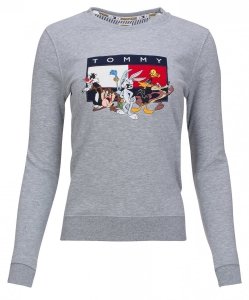 Tommy Jeans bluza damska szara z motywem Looney Tunes 