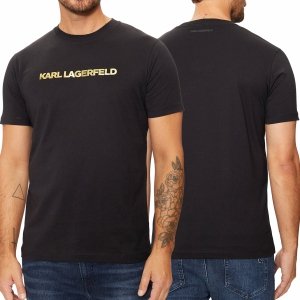 Karl Lagerfeld t-shirt koszulka czarna męska duże złote logo