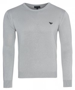 Sweter męski Emporio Armani bawełniany z okrągłym dekoldem szary