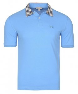 Burberry koszulka polo polówka męska Slim Fit błękitna z kołnierzykiem