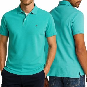 Polówka polo Tommy Hilfiger męska morska zieleń Regular Fit małe logo bawełniana