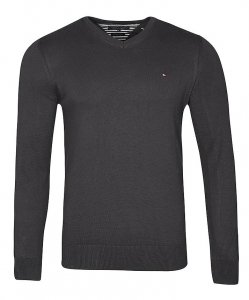 Sweter męski Tommy Hilfiger grafitowy bawełniany