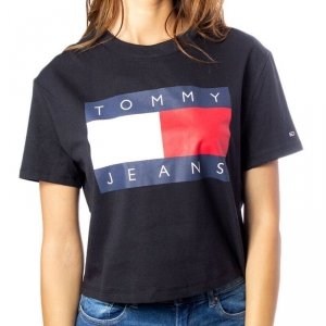 T-shirt Tommy Jeans koszulka bluzka damska czarna duże logo