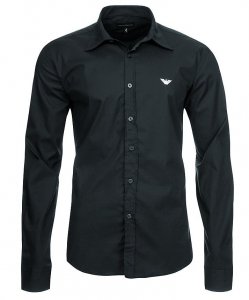 Emporio Armani koszula grafitowa Slim Fit męska logo