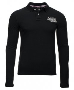 Longsleeve koszulka Tommy Hilfiger Denim na długi rękaw męska czarna z kołnierzykiem