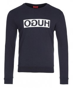 Bluza męska Hugo Boss duże logo granatowa wkładana przez głowę