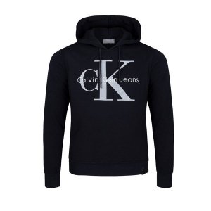 Bluza Calvin Klein męska granatowa z kapturem duże logo bawełniana