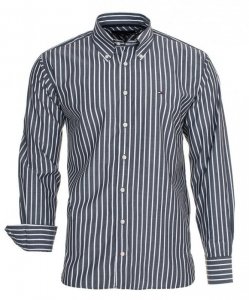 Koszula w paski Tommy Hilfiger Regular Fit męska logo czarna