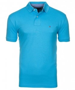 Polówka polo Tommy Hilfiger męska turkusowa bawełniana