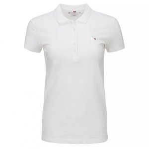Polówka polo Tommy Hilfiger damska biała Slim Fit małe logo bawełniana