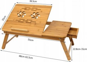 Składany stolik bambusowy wielofunkcyjny regulowany podstawka pod laptopa do łóżka 