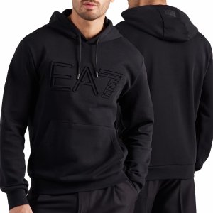 Bluza Emporio Armani EA7 męska czarna z kapturem bawełniana