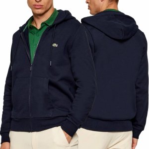 Bluza męska Lacoste granatowa bawełniana rozpinana z kapturem