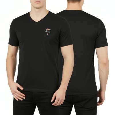Aeronautica Militare t-shirt męski koszulka czarny z dekoldem V