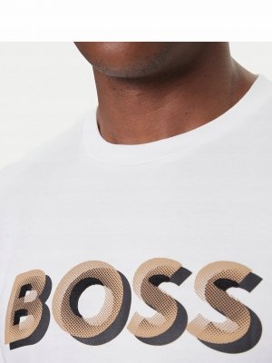 Hugo Boss t-shirt koszulka na krótki rękaw męska biała duże logo