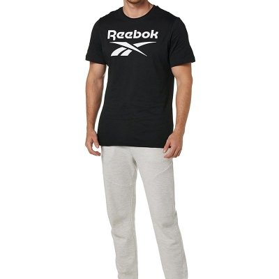 Reebok t-shirt czarny bawełniany męski koszulka duży napis