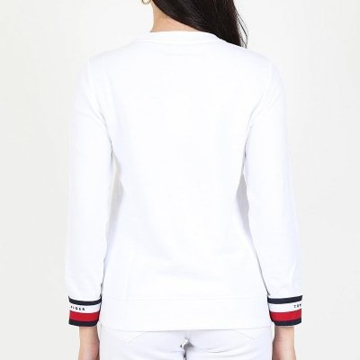 Bluza Tommy Hilfiger damska duże logo biała bawełniana