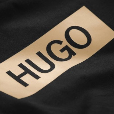 Hugo Boss t-shirt koszulka na krótki rękaw męska czarna duże zlote logo