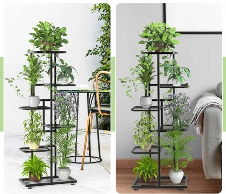 Stojak metalowy na kwiaty i doniczki 6-poziomowy kwietnik piętrowy czarny