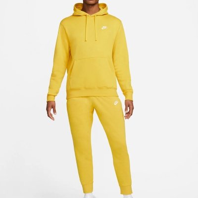 Nike komplet dresowy bawełniany męski spodnie bluza z kapturem żółty