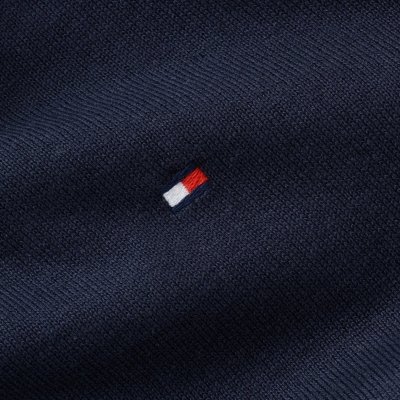 Sweter męski Tommy Hilfiger granatowy jedwab z dekoldem v-neck