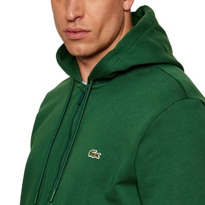 Bluza męska Lacoste zielona bawełniana rozpinana z kapturem