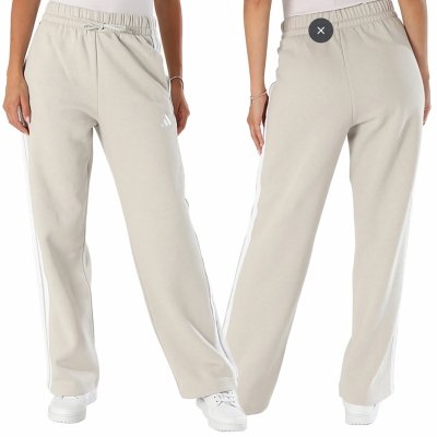 Spodnie dresowe Adidas damskie beżowe szeroka nogawka