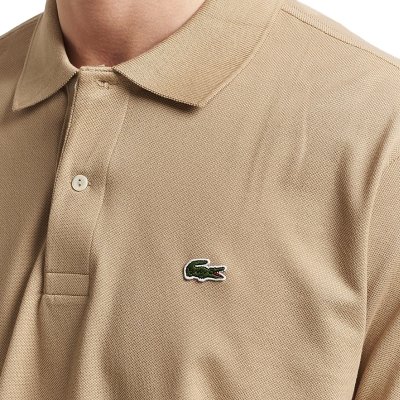 Polo polówka Lacoste męska beżowa z kołnierzykiem