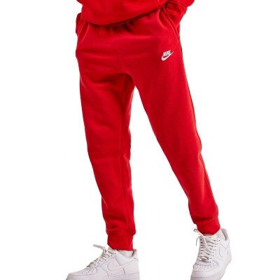 Nike komplet dresowy bawełniany męski spodnie bluza z kapturem czerwony