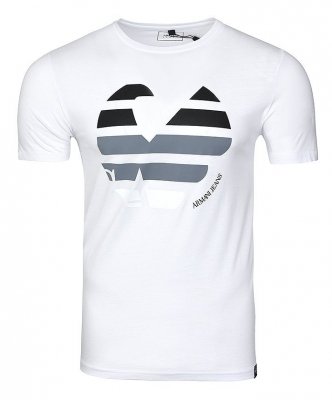 T-shirt Armani Jeans logo koszulka męska biała bawełniana duże logo