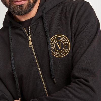 Bluza męska Versace Jeans Couture czarna rozpinana z kapturem