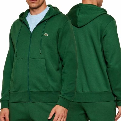 Bluza męska Lacoste zielona bawełniana rozpinana z kapturem