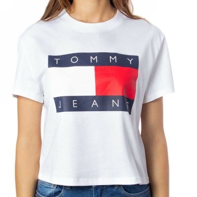 T-shirt Tommy Jeans koszulka bluzka damska biała duże logo