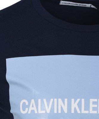 T-shirt koszulka Calvin Klein Jeans męska z okrągłym dekoldem duże logo granatowa