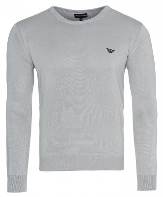 Sweter męski Emporio Armani bawełniany z okrągłym dekoldem szary