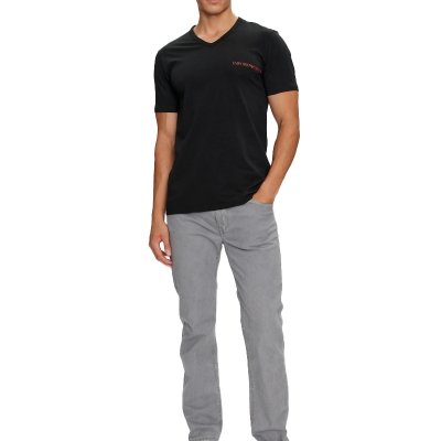 Emporio Armani t-shirt koszulka męska czarna czerwony napis