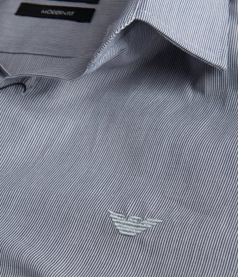 Emporio Armani koszula szara Modern Fit męska w paski
