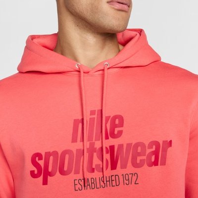 Bluza Nike koralowa z kapturem bawełniana kangurka