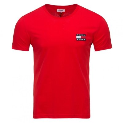 T-shirt Tommy Jeans koszulka męska z okrągłym dekoldem czerwona