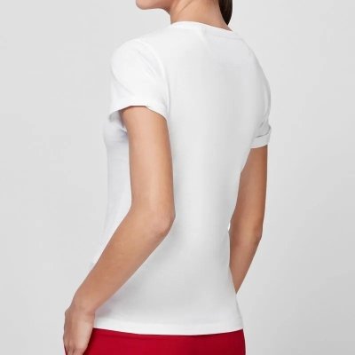 T-shirt damski Hugo Boss z okrągłym dekoldem biały