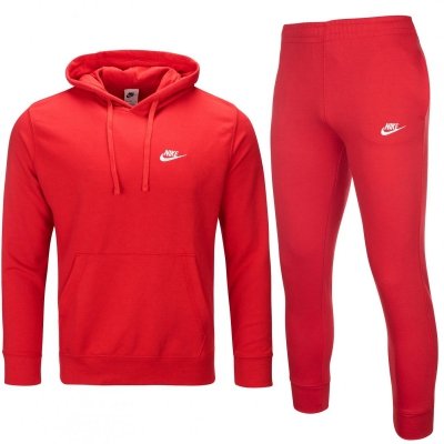 Nike komplet dresowy bawełniany męski spodnie bluza z kapturem czerwony
