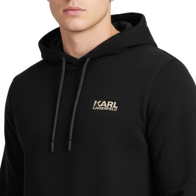 Bluza Karl Lagerfeld męska z kapturem czarna bawełniana złote logo