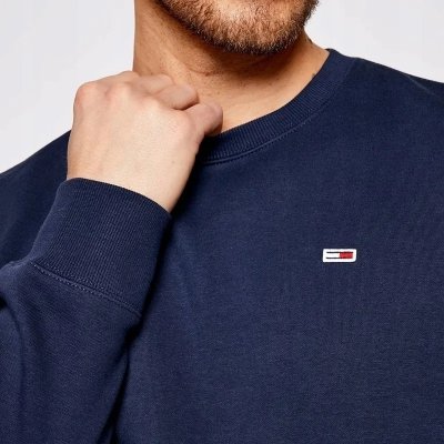 Bluza Tommy Jeans męska granatowa wkładana przez głowę bawełniana