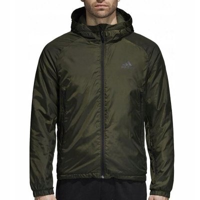 Kurtka męska Adidas sportowa przejściowa wiosenna zielona z kapturem