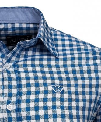 Koszula Armani Jeans niebieska w kratkę Slim Fit logo