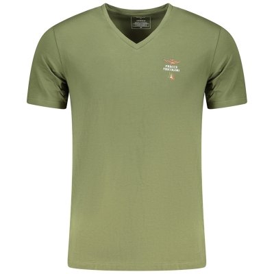 Aeronautica Militare t-shirt męski koszulka khaki z dekoldem V
