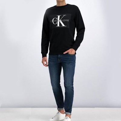 Bluza Calvin Klein męska czarna duże logo bawełniana